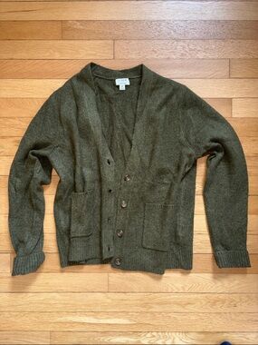 J. Crew Olive Green Button-Up Cardigan